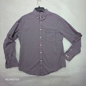 Goodfellow & Co Northrop Slim Fit Gingham Button  Shirt Mens L Navy Pink White
